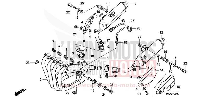 EXHAUST MUFFLER for CBF1000 ABS PEARL SIENA RED (R320) from 2010